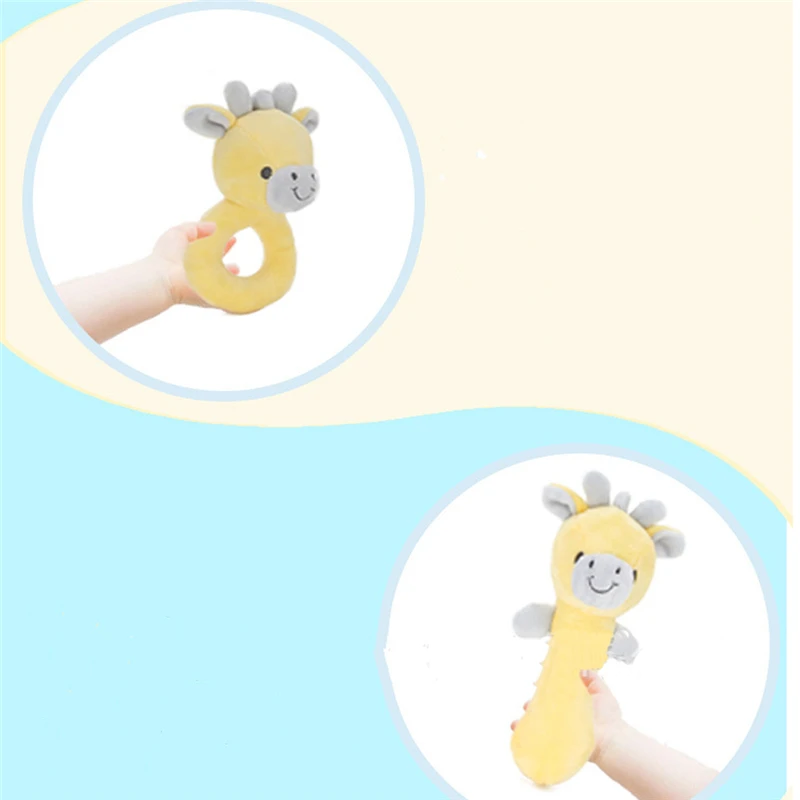 1 шт 2019 Новый стиль Детские мультфильм Серый слон желтый олень милые плюшевые погремушки колокол новорожденных ручной рукоятка для игрушки