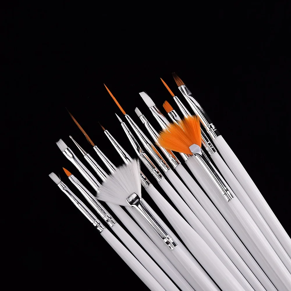 

Rosalind New 15PCS Nail Art Salon Brush Set Dotting Painting Drawing Nail Polish Pen Brush pattern design manicure Tool