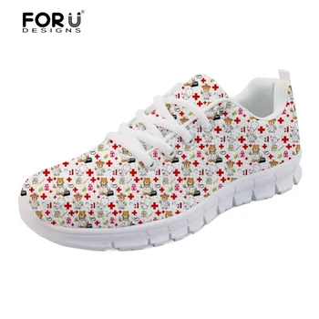 

FORUDESIGNS 3D Nursing Coordinates Casual Brand Women's Sneakers Flats Summer Mesh Lace Up Shoes for Student Girls Zapatos Mujer