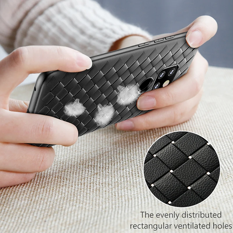 Super Soft Phone Case For Huawei Mate 20 Pro Lite Luxury Grid Weaving 10 Radiating Cover Silicone |