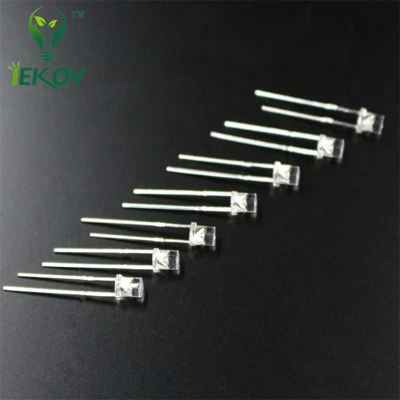 100 pcs/pag светодиодный 3 мм с плоским верхом синий излучающие диоды для подавления