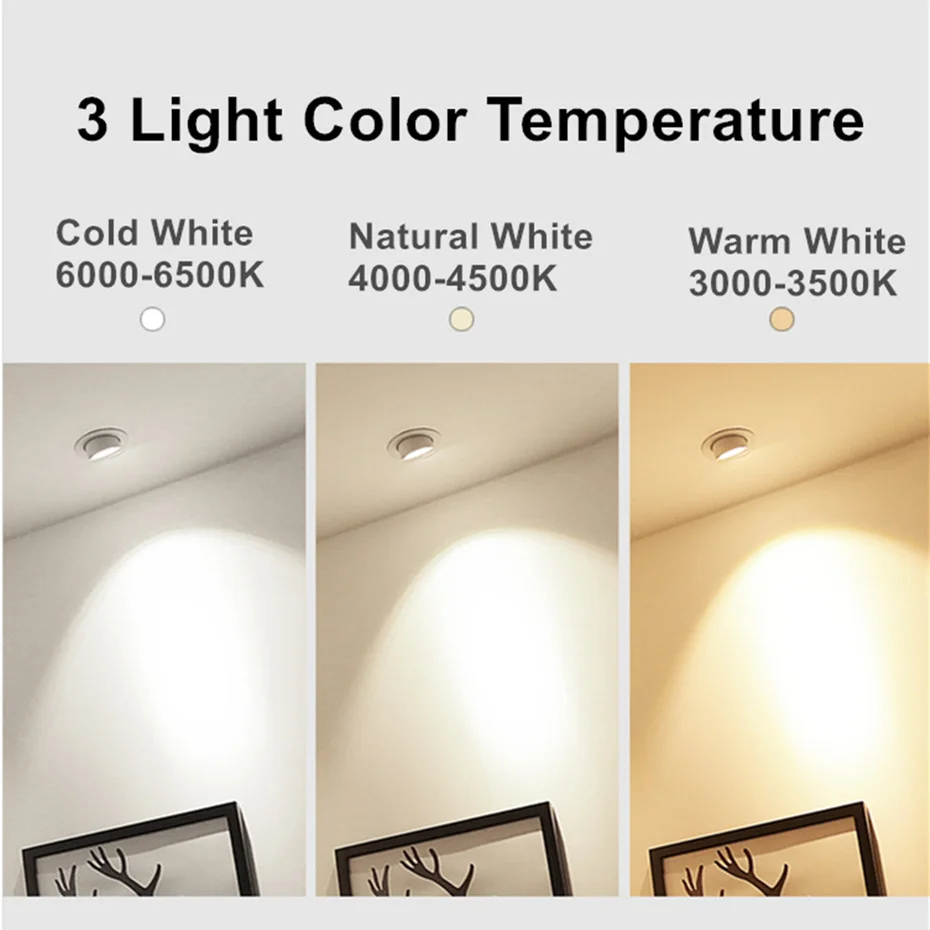 US $10.46 DBF360 Degree Rotatable Angle LED Recessed Trunk Downlight 7W 10W 12W 15W 20W Clothing Store Background Ceiling Spot Lightings