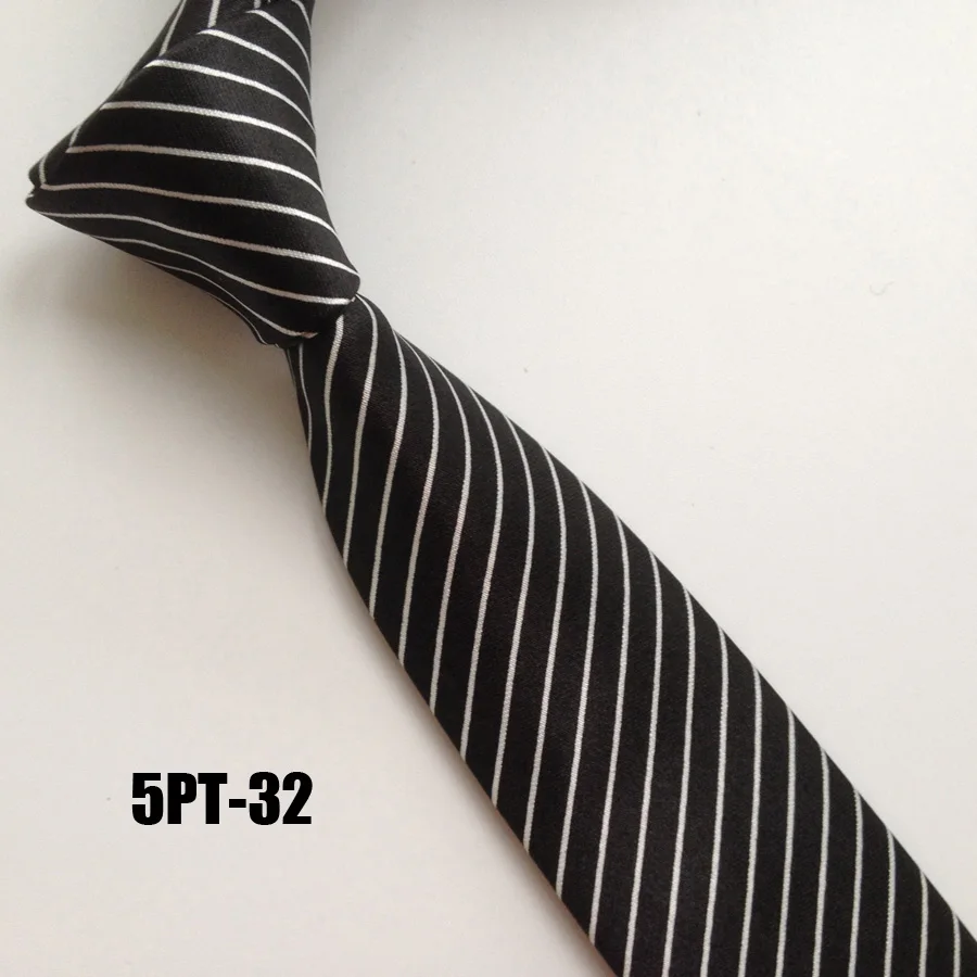 

5cm Young Men Narrow Tie Fashion Printed Necktie Black with White Diagonal Lines