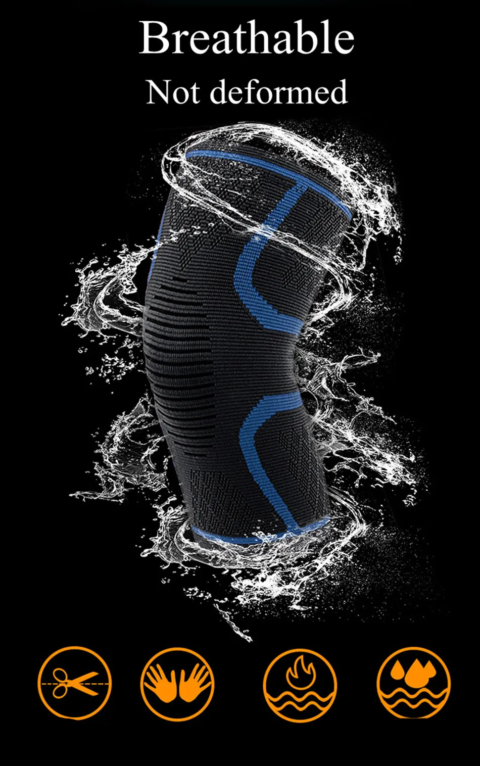 1 Piece Elastic Knee Pads Nylon Knit Fitness Kneepad Protective Gear Patella Brace Support Running Basketball Volleyball Elbow (2)