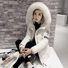 Натуральный Лисий мех воротник с капюшоном женские зимние куртки и пальто новая горячая распродажа Европейский стиль 90% белый утиный пух парка WUJ0717