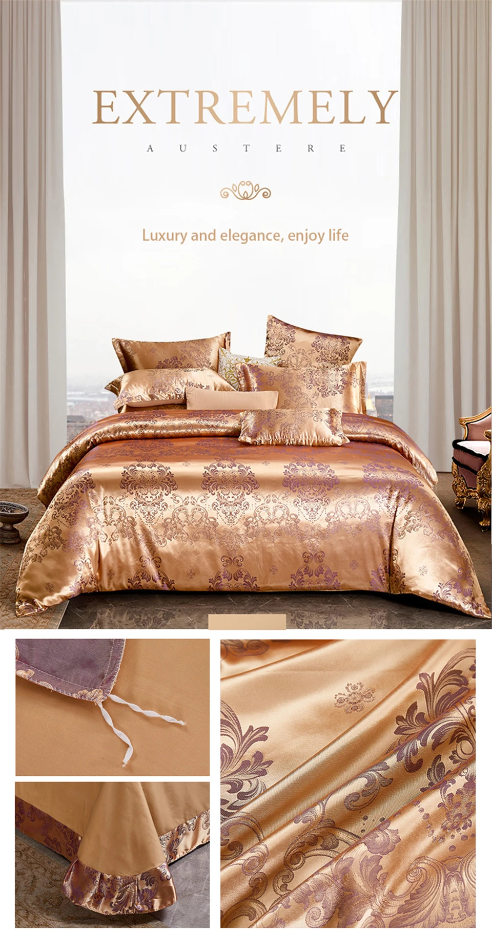 Liv-Esthete Luxury Euro Jacquard Palace Bedding Set Double Adult Bedspread Flat Sheet Decorative Bed Linen Set Home Textile