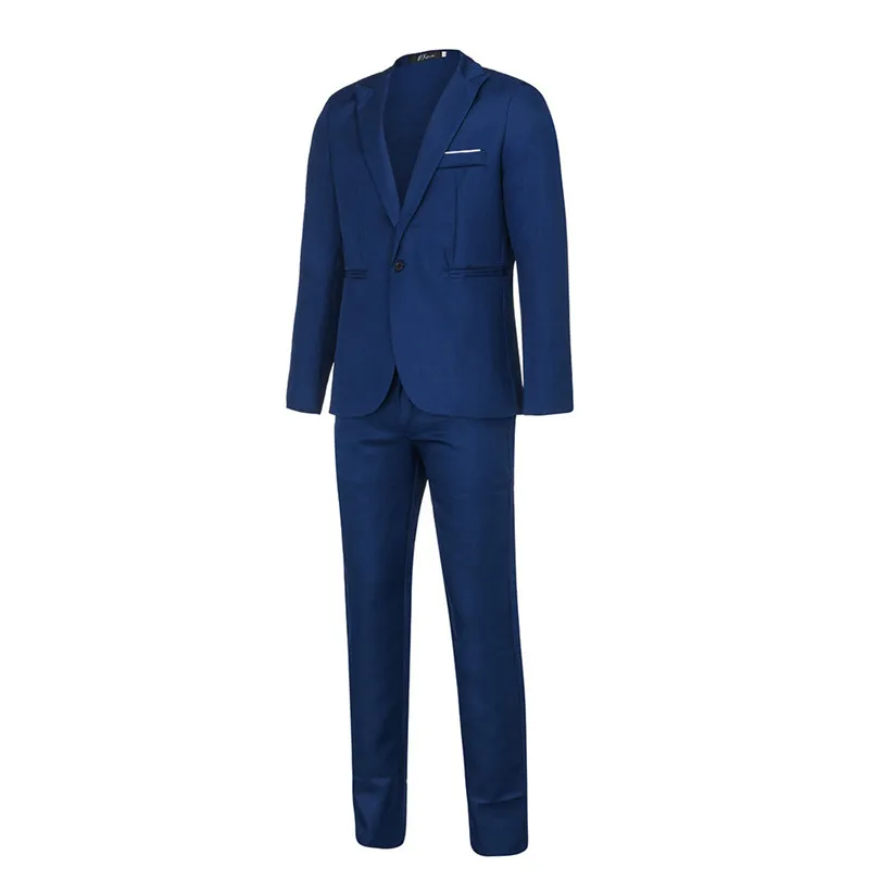 2019 New Fashion Men Slim Button Suits Formal Solid Business Blazer Casual Host Show Jacket Coat & Pant Dropshipping #E22 (21)