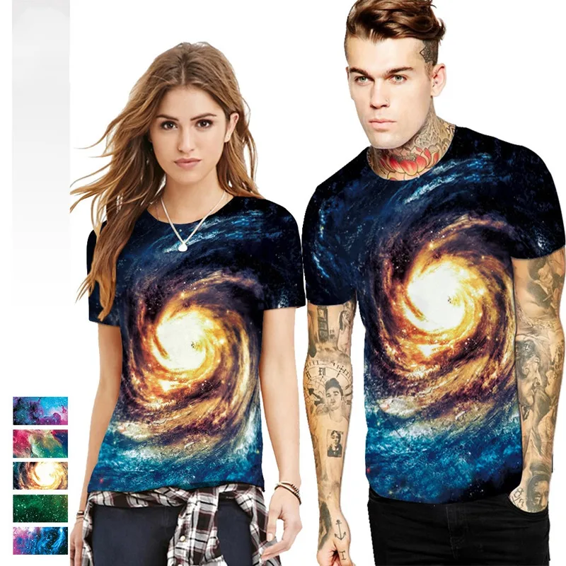 

5 Styles Fashion 3D T Shirt Green Galaxy Space T-Shirt Men Women Unisex Short Sleeve T Shirt Nebula Casual Outfits Top Tee