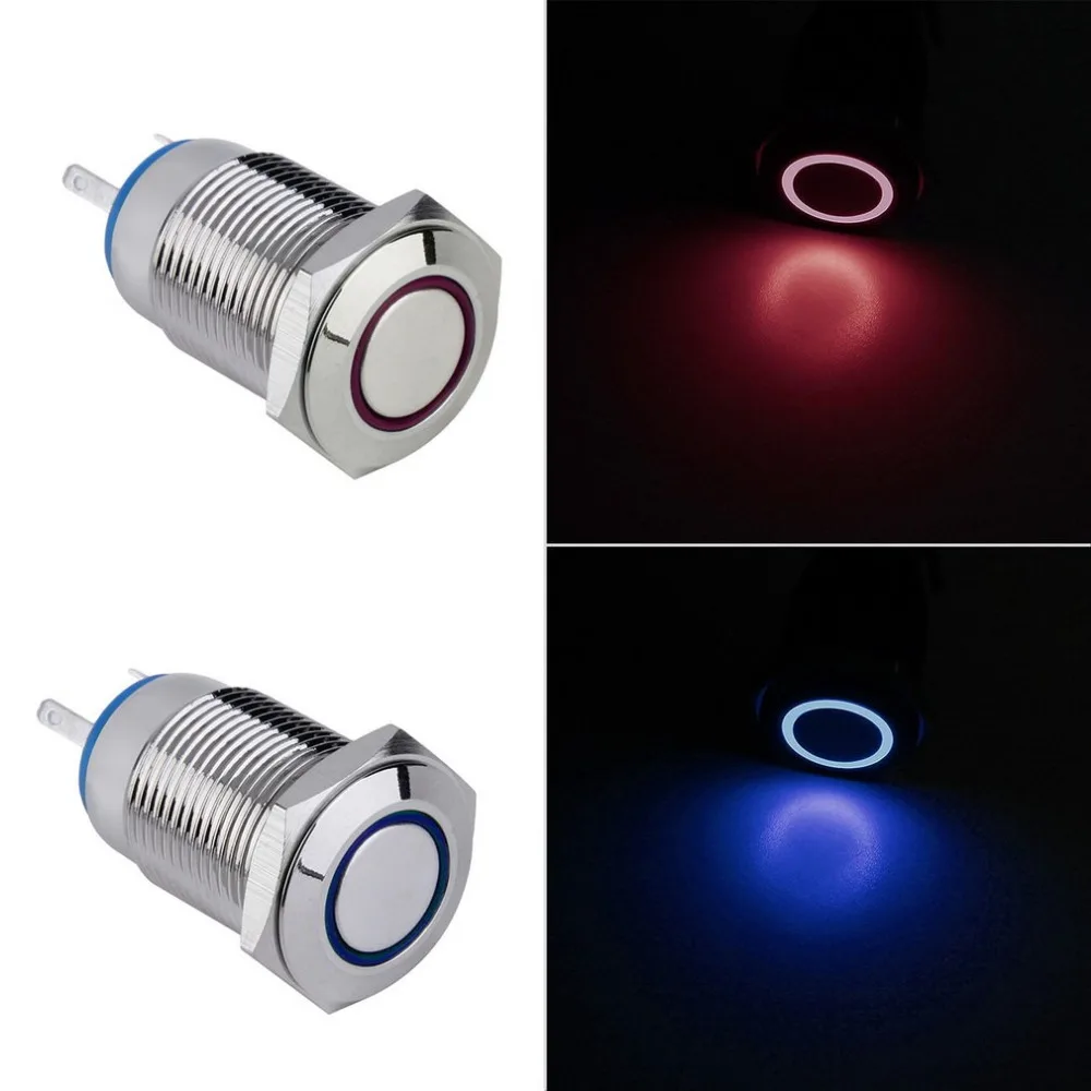 Dropshipping Angelo Metallo ojo illuminato un LED 16mm interruptor de botón Auto Pulsanti Dash 12 V Anello Interruttore Della luce