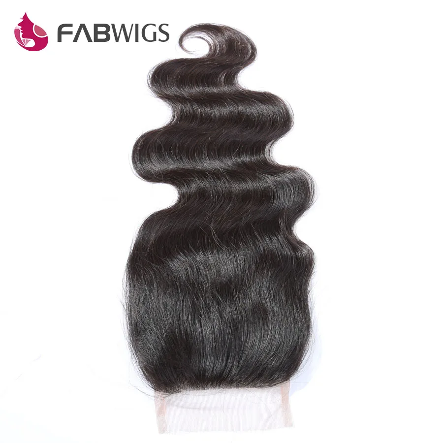 

Fabwigs 4x4 Lace Closure Bleached Knots 10-20" Brazilian Body Wave 100% Human Hair Closure with Baby Hair Free shipping