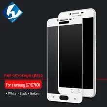 10PCS/LOT Full Screen Tempered Glass For Samsung Galaxy C7 C7000 Full Screen Protector 9H Nano-Coating Protective Film