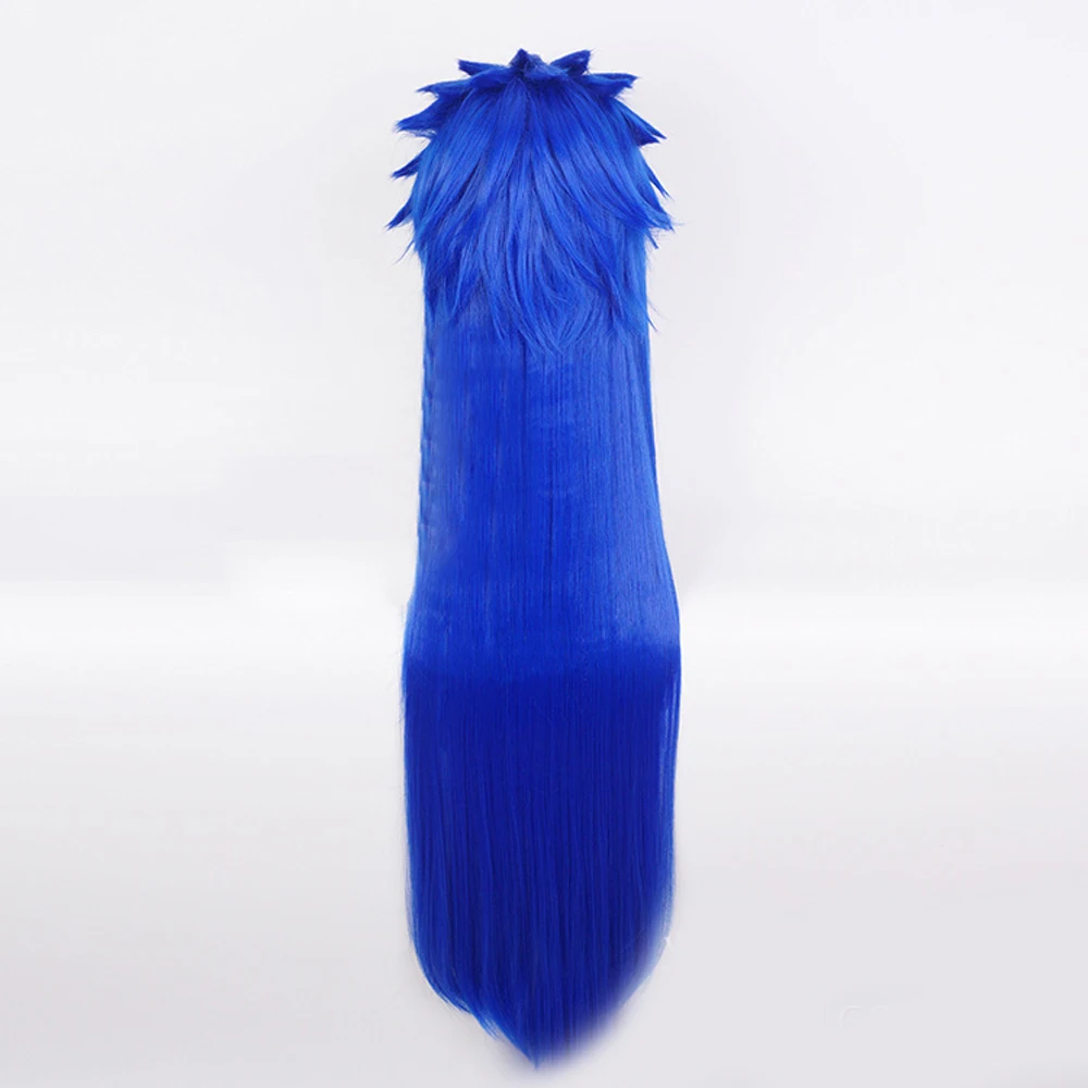 Аниме 100 см длинные синие унисекс термостойкие косплей вечерние Синтетические Полный парик+ хвост H762368