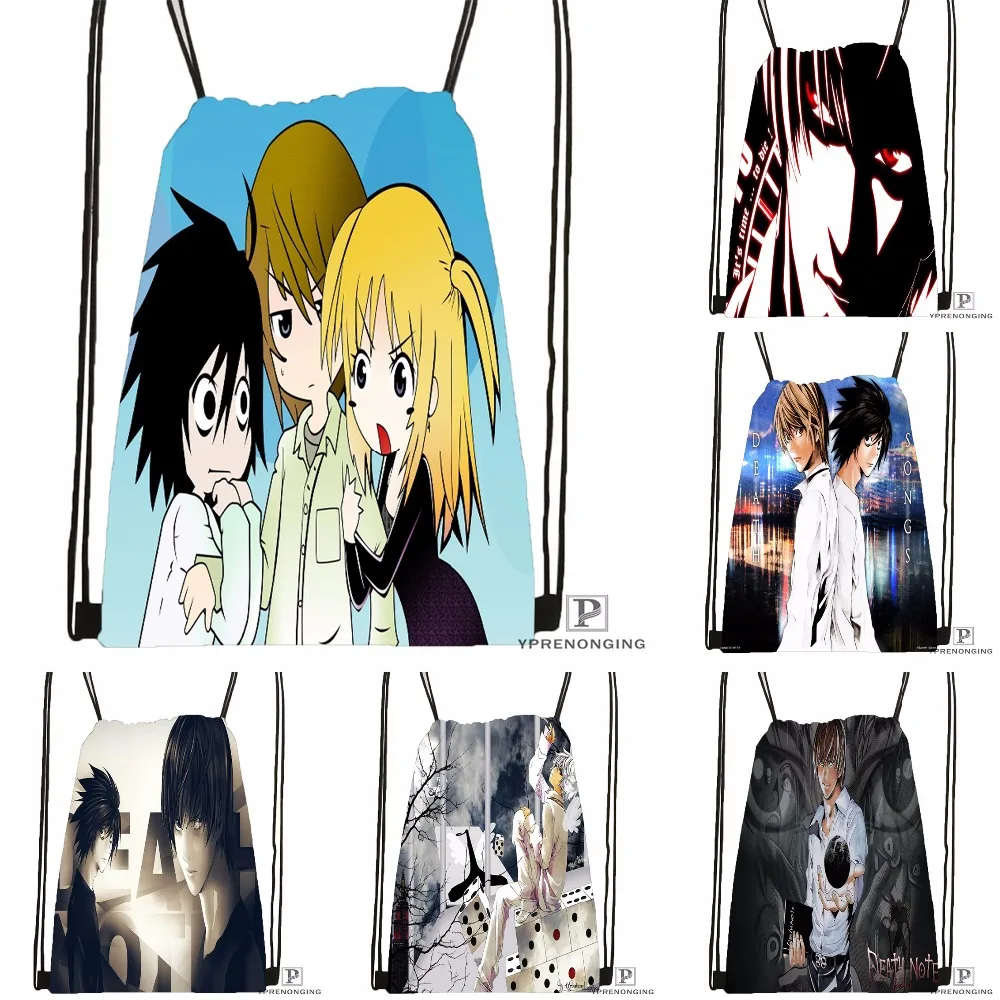 Пользовательские Death Note Аниме #8 Drawstring сумка-рюкзак для парня девушку милый рюкзак детский Ранец (черный назад) 31x40 см #180531-01-40