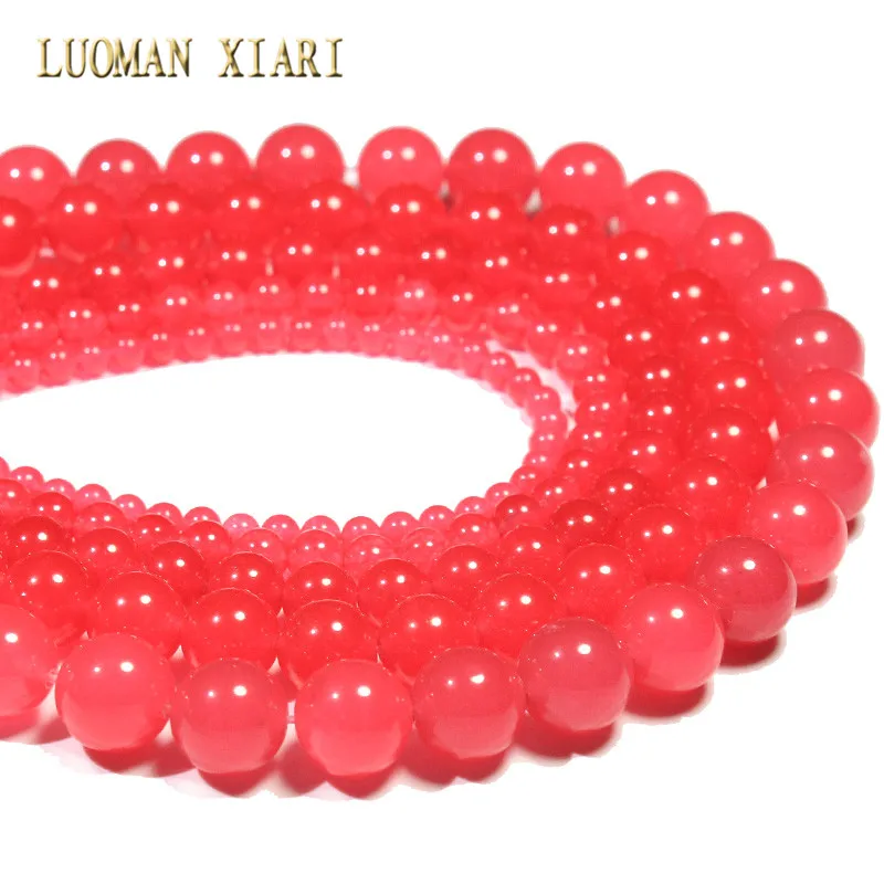 

Wholesale Red White Stone Dyed Color Round Loose Stone Beads For Jewelry Making DIY Bracelet Necklace 4/6/8/10/12 mm Strand 15''