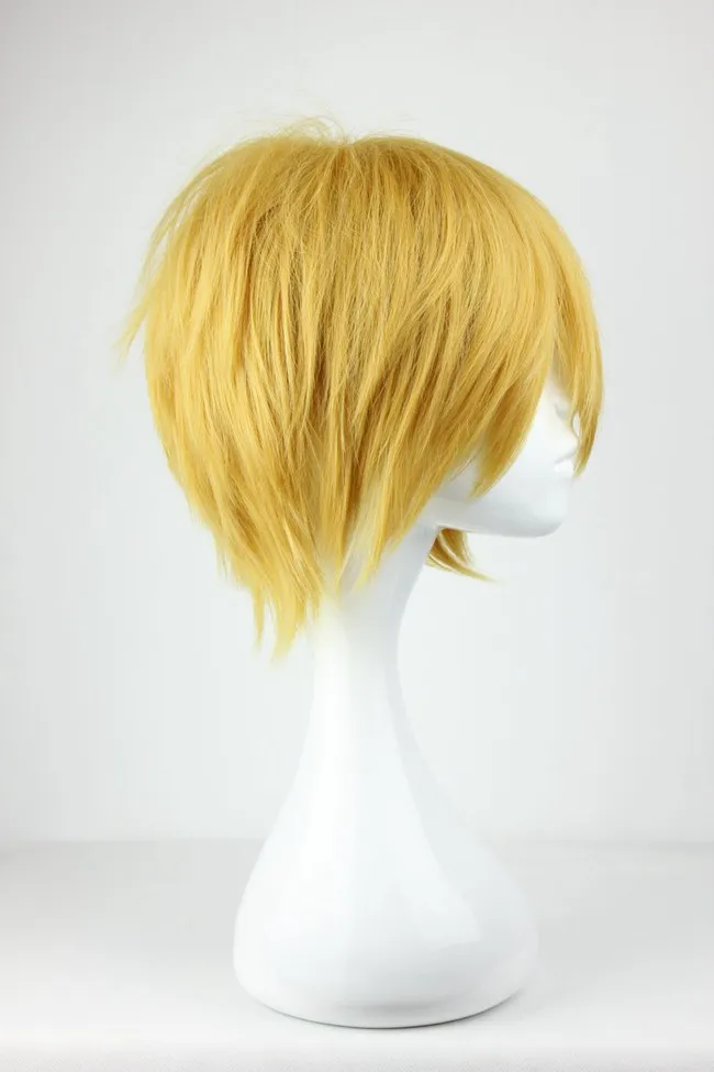Mcoser 30 см синтетические золотой Цвет жаропрочных синтетические Короткие Косплэй парик 100% Высокая Температура Волокно wig-175a