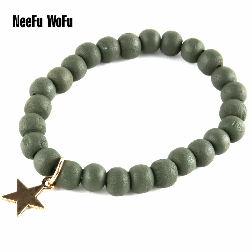 

Bracelets Wooden Beads Wooded Beads Bracelet Elastic Charm Bead Bracelet For Woman Cool Cuff Meditation Jewelry Pulseras