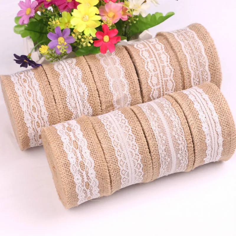 1pc Rustic Wedding Decoration Natural Jute Burlap Ribbon Vintage Bride To Be Baby Souvenirs Party DIY Supplies | Дом и сад