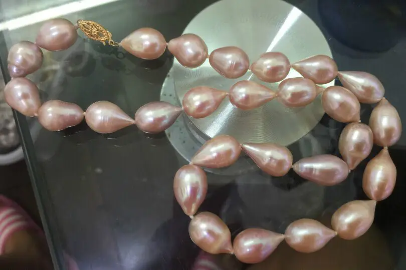 

Jewelr 006452 elegant12-14mm baroque south sea gold pink pearl necklace