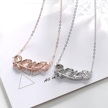 

520 Necklace Creative New Style 925 Sterling Silver 100 Language Say I Love You Projection 1314 Valentine's Day Jewelry Gift