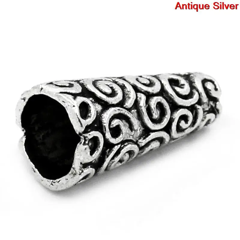 

DoreenBeads Zinc Alloy Spacer Beads Cone Antique Silver Pattern Pattern Color Plated About 18mmx9mm,Hole:Approx 2mm,6 PCs