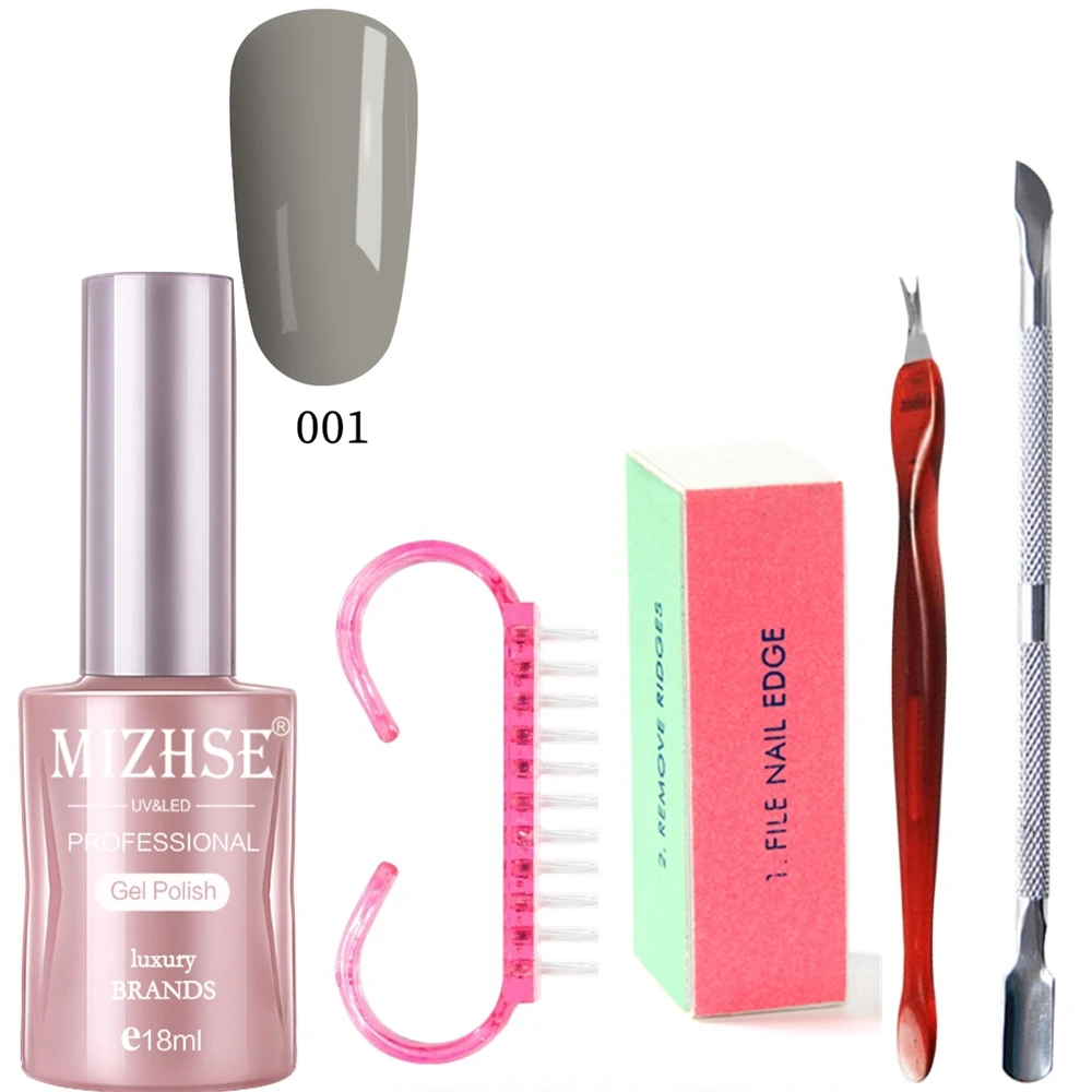 Khaki001 MIZHSE УФ-гель для ногтей Nail Kit наборы для ногтей 4 инструменты для индивидуальных косметических средств 18 мл набор для гелевого маникюра кисть, полировщик кутикулы удаление омертвевшей кожи вилка - Цвет: Khaki001