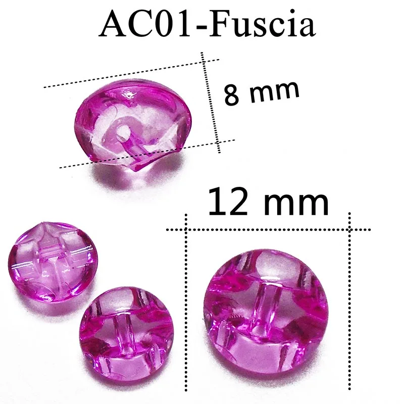 ZIEENE, 10 шт., 50 шт., 100 шт., 12 цветов, детские акриловые жемчужные пуговицы, шитье, сделай сам, Скрапбукинг для рубашки, ручная работа, кнопка для детской одежды, 12 мм - Цвет: AC01-fuscia