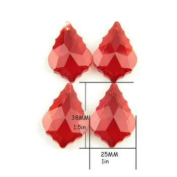 

10pcs 38mm Suncatcher Red Diamond Hanging Crystal Prism Pendant Accent Maple Leaf Crystal For Chandelier Suspension