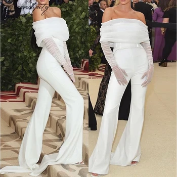

SRDP White Sexy Tube Off Shoulder Women Jumpsuit Romper Summer Long Pants Slim Mesh Maxi Jumpsuits Lace Overalls 2019