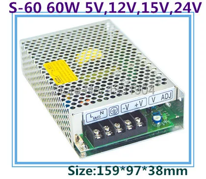 

LED switching power supply S-60,60W single phase output,AC input, output voltage 5V,12V.15V,24V transformer can be selected