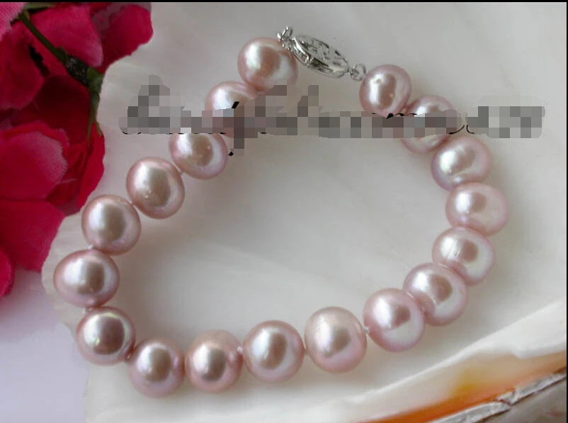 

hot sale FREE SHIPPING Zz1787 8" 11mm round lavender freshwater pearl bracelet bangle Natural >>free shipping