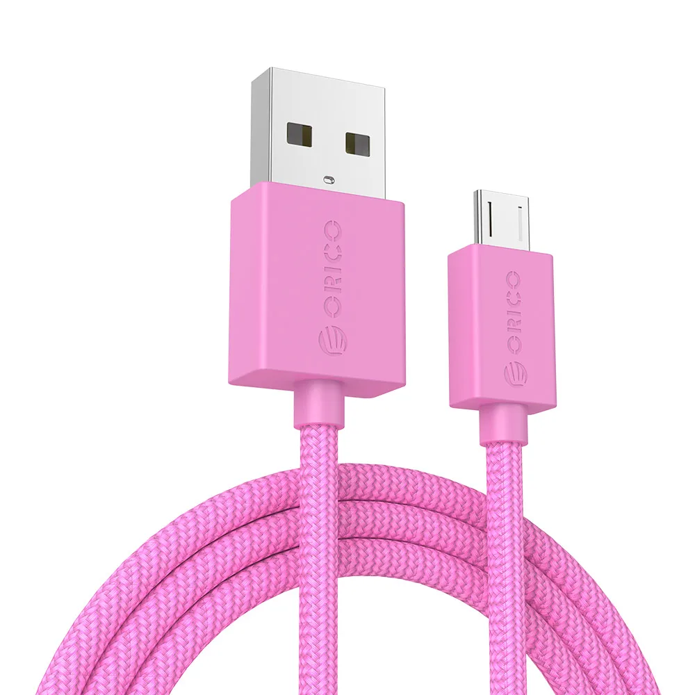 ORICO Micro USB кабель для зарядки и передачи данных 1,0 м Android зарядный Шнур кабель синхронизации для Xiaomi huawei SamSung htc Поддержка Max 2A - Цвет: pink