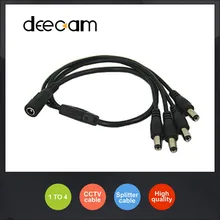 1PCS Surveillance DC Power Supply 12V Pigtail 2.1*5.5mm 1 Female to 4 Male Splitter Plug Cable for CCTV Camera Free Shipping