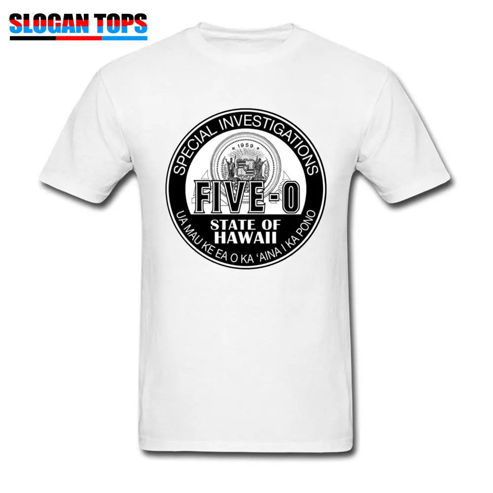 Birthday Crewneck Tshirts Summer/Fall Tops T Shirt Short Sleeve Oversized 100% Cotton Normal Tops T Shirt Print Men Hawaii Five O Special Investigator Shield 3187 white