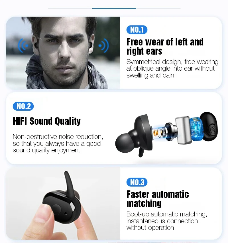 Artisome Bluetooth 5.0 Earphones TWS Bluetooth Wireless Headphones Music Wireless Earphones With Charging Box PK i10 tws i12    5