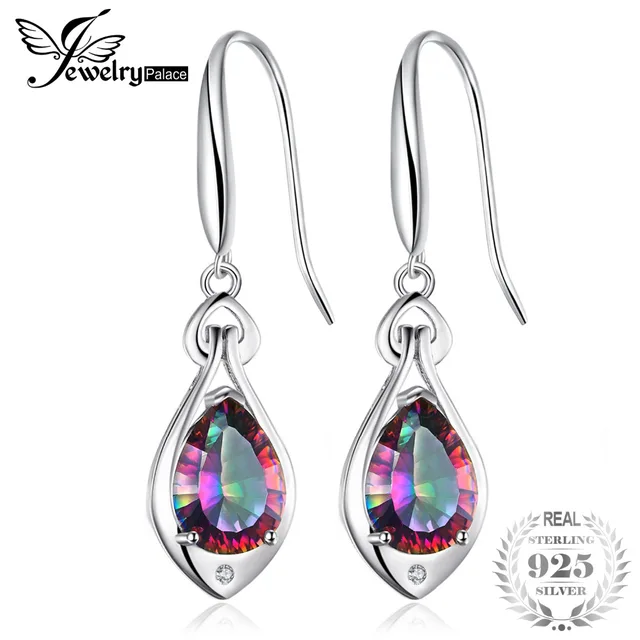 Jewelrypalace Water Drop 6 8ct Genuine Rainbow Fire Mystic Topaz Jewelrypalace Water Drop 6 8ct Genuine Rainbow Fire Mystic Topaz Dangle Earrings Pure 925 Sterling Silver
