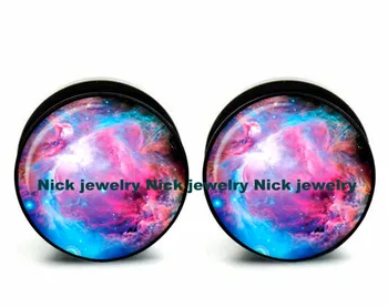 

Factory wholesale 60pcs/bag acrylic space pattern ear expander screw ear plug gauges punk piercing jewelry 6-25mm NASP-204