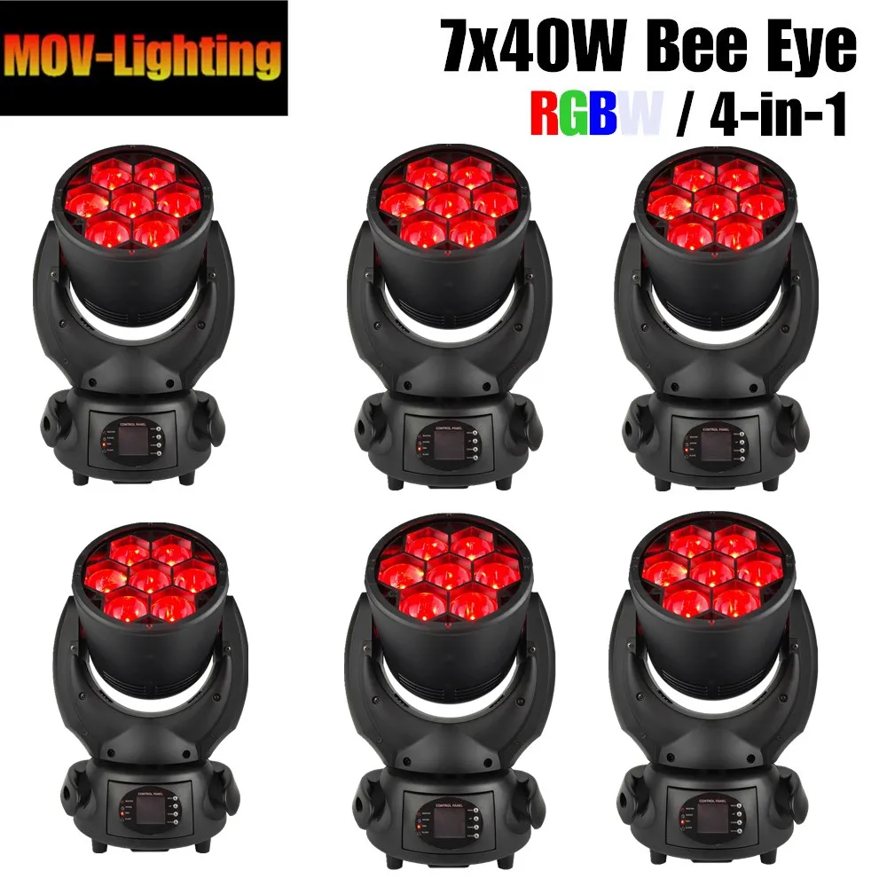 

Free Shipping 6pcs/Lot High Bright 7x40w Bee Eye Led DMX 512 Lighting flight case or