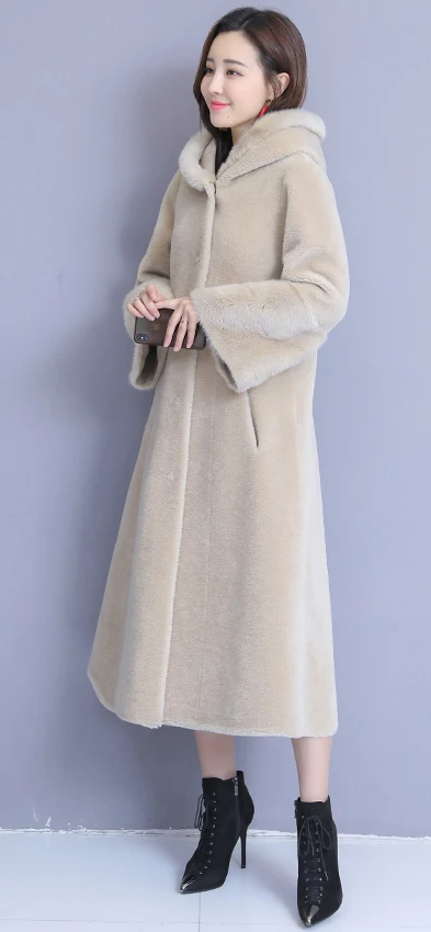 Куртка из искусственного меха г. осенне-зимняя новая тонкая M-4XL, большие размеры, винно-красный, красный, серый темперамент, длинное пальто из искусственного меха LR298