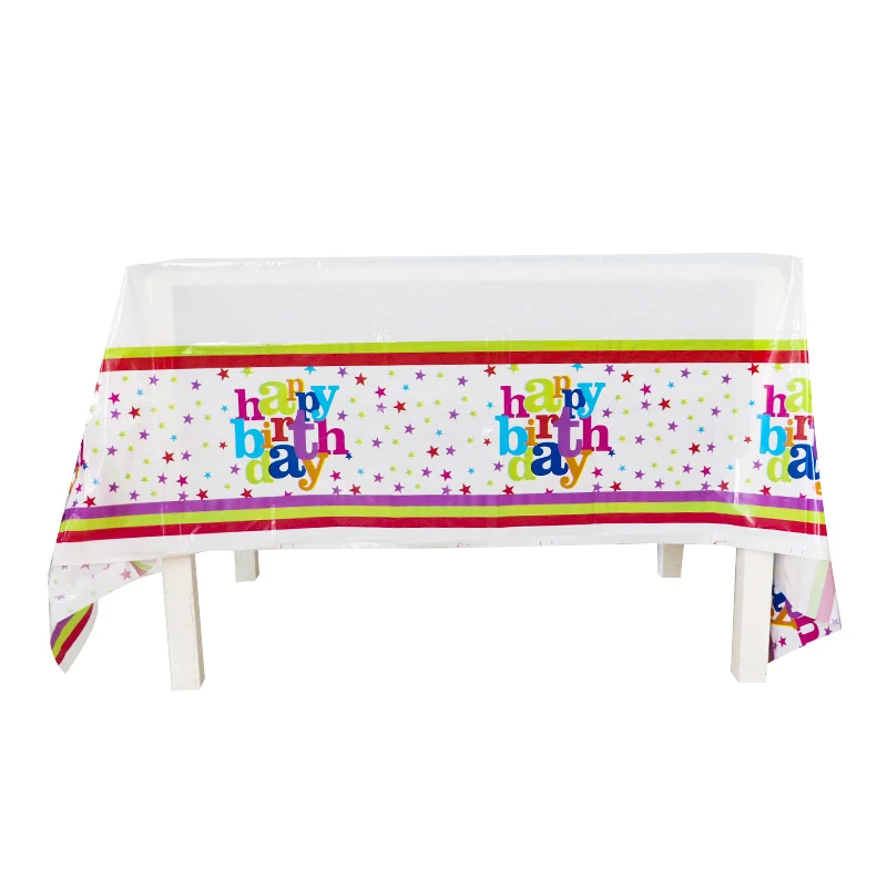 1pcs Happy Birthday 230cm*130cm Plastic Table Cloth Kids Party Colorful
