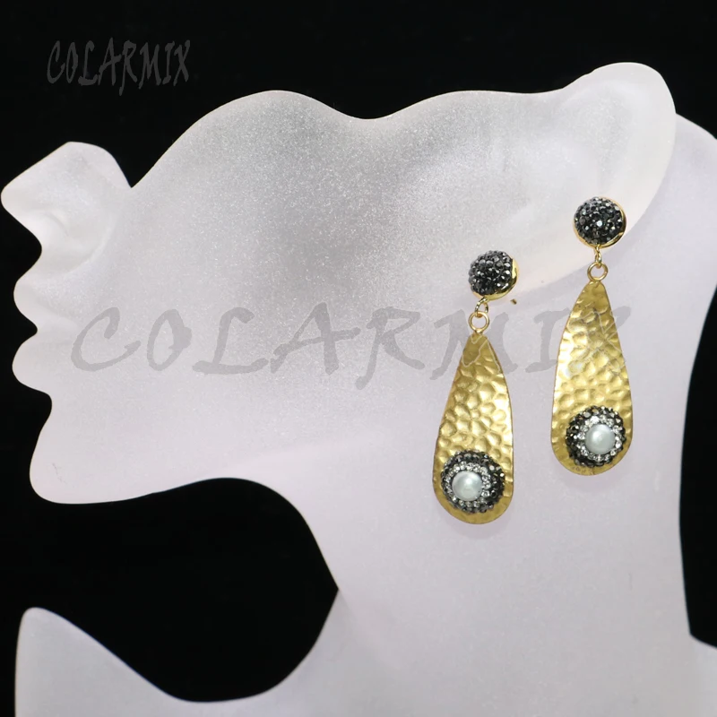 

5 pairs long drop earrings pearl earrings golden earrings druzy jewelry for women retro accessories women gift jewels 6127