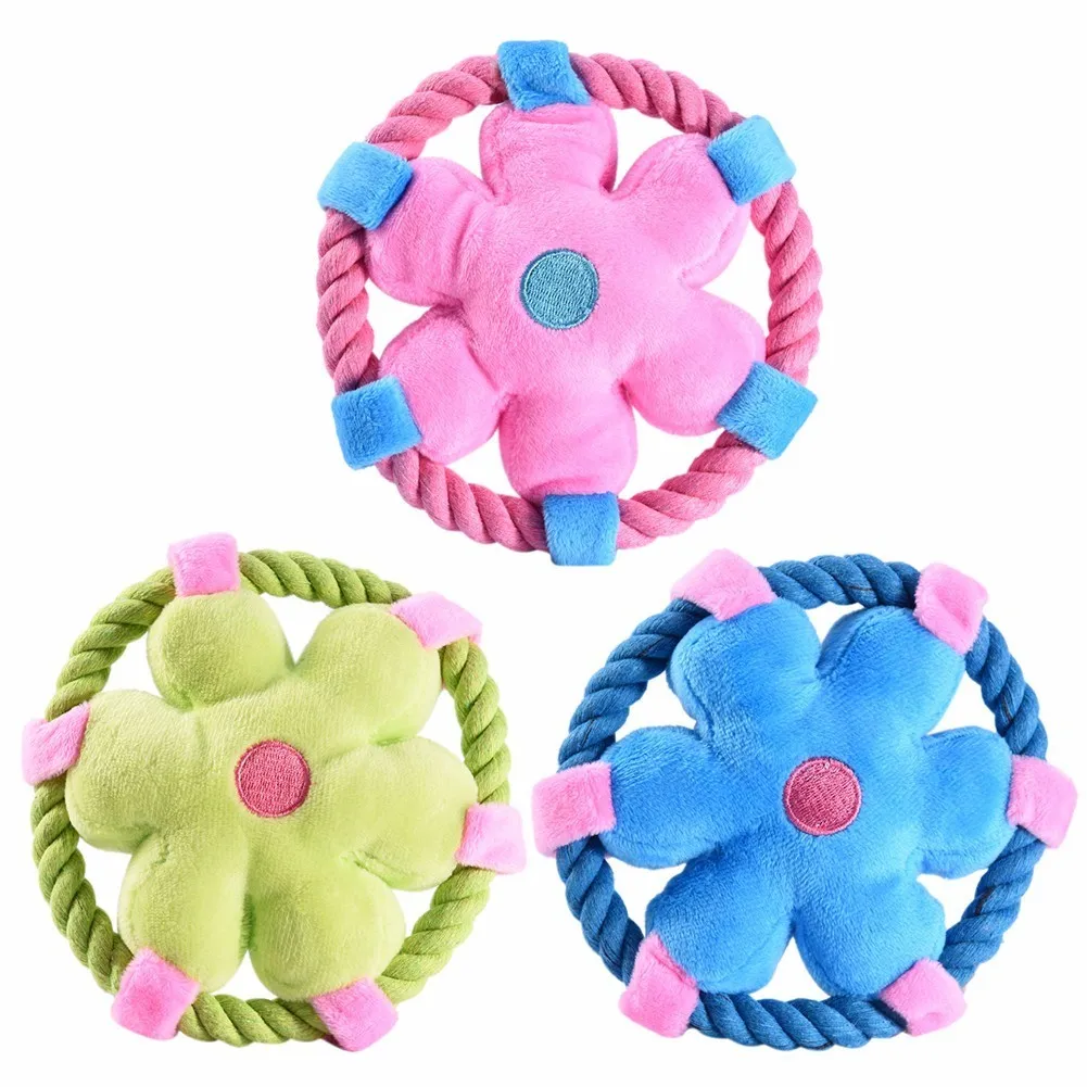 Pet Dog Flying Disc Puppy Entertainment Squeaky Toys Flower Flying