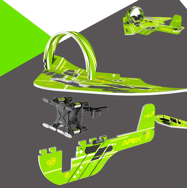 2 In 1 DIY Drone Glider 6 Axis Gyro RC Helicopter Quadcopter Drone