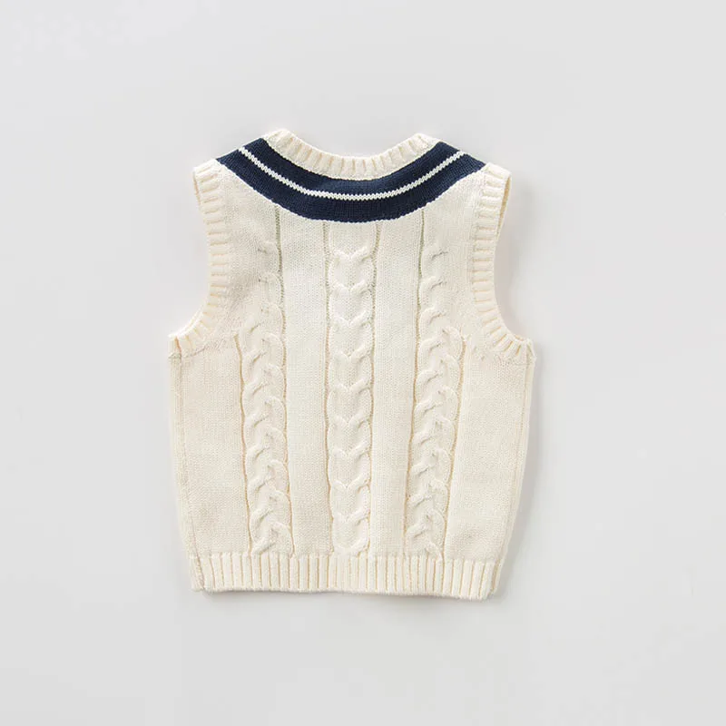 DB7633 dave bella/Весенний пуловер без рукавов для маленьких мальчиков, свитер модная одежда вязаный жилет для маленьких детей