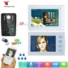 Yobang Security 7″ 2 white Monitors Wired /Wireless Wifi Video Door Phone Doorbell Intercom System with 5pcs RFID Password