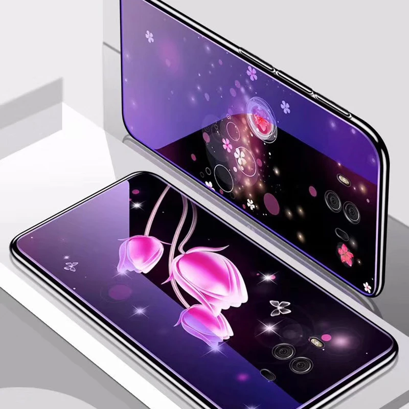 Чехол из закаленного стекла с цветами для Huawei Honor 8 8X V9 10 Y9 Y5 2018 Mate 20 Lite P20 P10 P9 2017 Nova 3