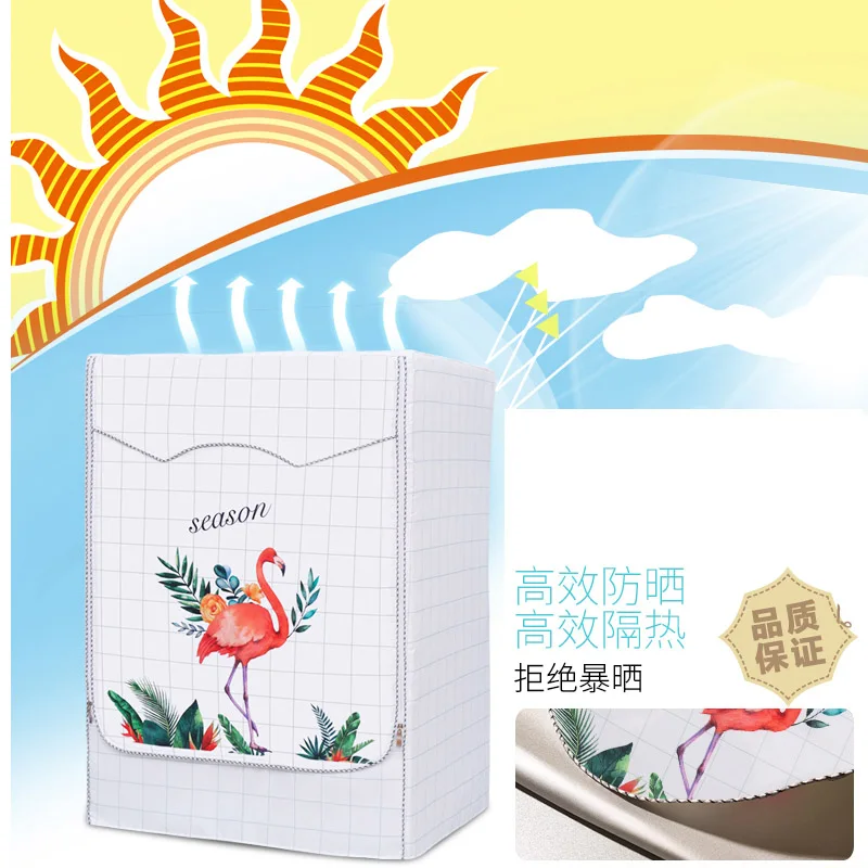 SRYSJS Flower Pattern Oxford Cloth Full-automatic Roller Washing Machine Washer and Dryer Cover Waterproof Sun-resistant Cover
