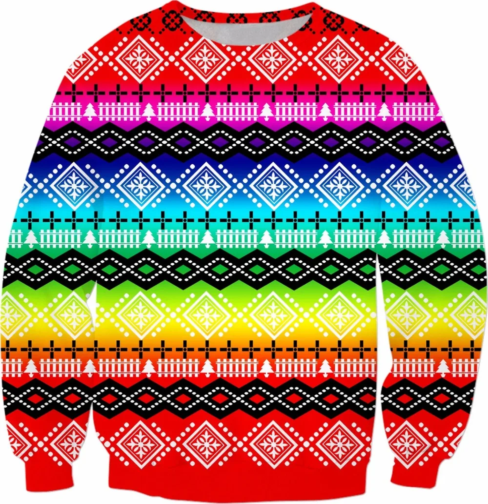 rainbow Christmas pattern Crewneck Sweatshirt