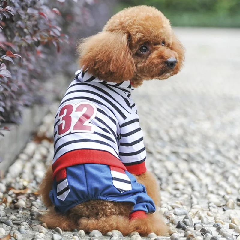 2017 Fashion Stripe Spring Summer Pet Dog Clothes Outdoor Sports Four