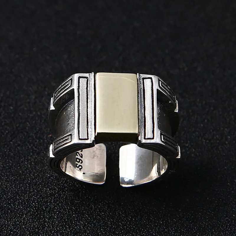 Чистый 925 пробы серебра открытым кольцо для Для мужчин Для женщин ювелирные изделия Новая мода тайские серебряные кольца панк Регулируемый Подарочное кольцо