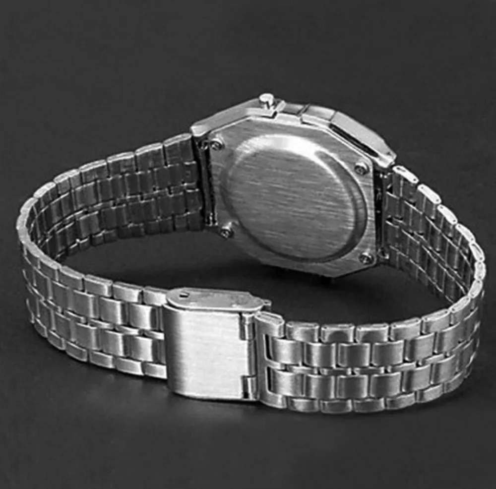 Роскошные нержавеющая сталь Цифровой Будильник Секундомер светодиодный часы для женщин Мужская мода браслет наручные часы relogio feminino masculino